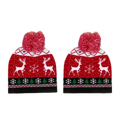 China 2021 Christmas Holiday Hotsale Merry Christmas Acrylic Knitted Beanie For Kids Wholesale Price Winter Beanie Christmas Wool Knitted Hats for sale