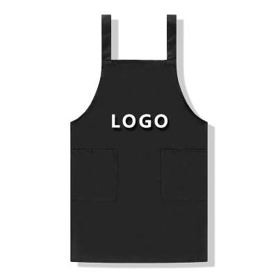 China Free Design Drinks/Food Aprons With Two Pockets With Brand Logo Double Sided Apron Cobbler Apron With Pocket Custom Logo Printing for sale