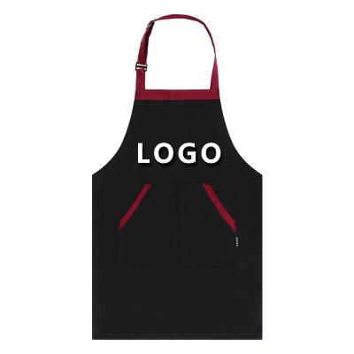 China High End Drinks/Food Aprons With Logo Custom In Cotton Custom Cooking Aprons For Women Men With Pocket Custom Print Logo for sale