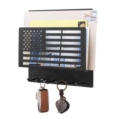 China Wall Mounted Metal US Mail Sorter Email Letter Holder Sustainable Organizer With Key Hooks for sale