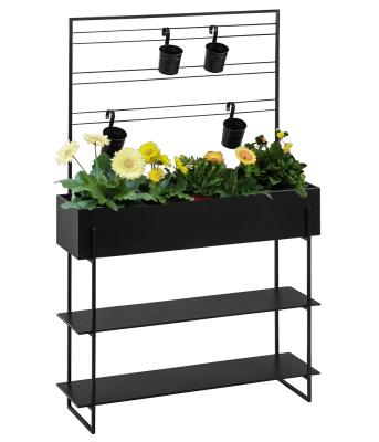 China Custom size welcome! Home Decoration Metal Plant Stand Up Garden Large Capacity Indoor Raised Bed With Trellis Screen for sale