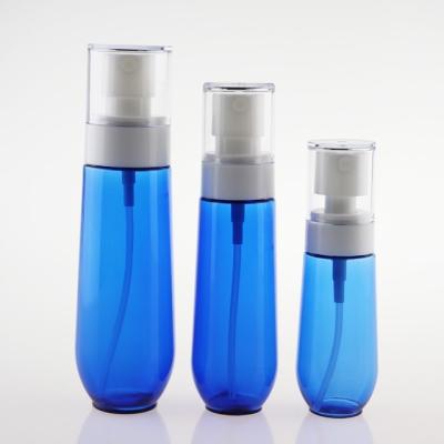 China Blue 30ml Skin Care Cream Clear Spray Bottle PETG Spray Bottle Cosmetic Packaging for sale