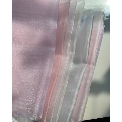 China Breathable Cloud Yarn Brocade Polyester Sparkle Tulle Embroidery Color Stain High Density Organza 38GSM for sale