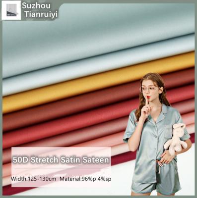 China Soft 50D Stretch Satin Camisole Dress Pajama Shirt Fabric for sale