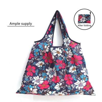 China Large size printed reusable shopping bags foldable spot foldable convenient to carry eco bag fabric for sale