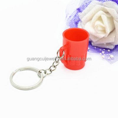 China Plastic Red Keychain Key Ring Tea Cup Tea Cup Key Chain for sale