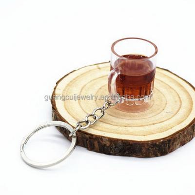 China Beer Key Chain Plastic Red Key Chain Keyring Mugs Beer Key Chain for sale