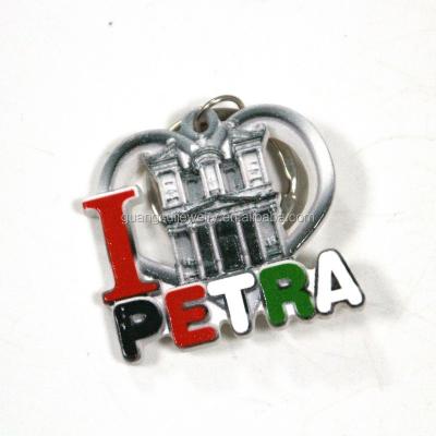 China Custom Souvenir New Arrival Jordan Souvenir Island 3d Logo Printing Epoxy Resin Key Chain Tourist Key Chain for sale