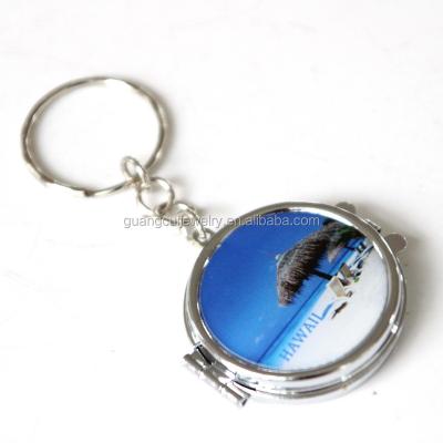 China Wholesale Custom Souvenir New Arrival Hawaii Tourist Souvenir Round Mirror Key Chain Dental Key Chain for sale