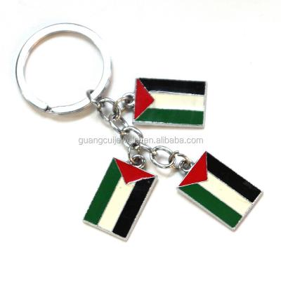 China Newcomer Wholesale Custom Souvenir Metal Enamel Tourist Flag Logo Palestine Souvenir Key Chain for sale