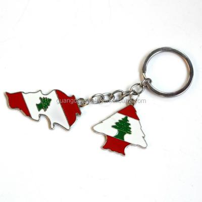 China Wholesale Custom Souvenir Metal Flag Tourist Map Lebanon Newcomer Souvenir Logo Key Chain for sale