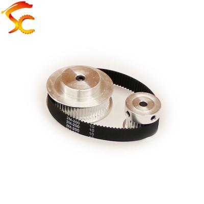 China 3D printers 200-GT2-10mm,width 10mm,6&5mm belt pulley GT2 60 teeth 30 teeth 30 tooth reduction 2:1/1:2 3D printer accessories belt hole for sale