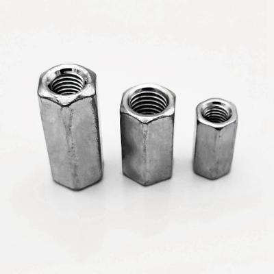 China General Industry Galvanized Long Hex Nut For Thick Carbon Steel Hexagon Connection for sale