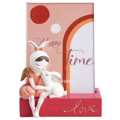 China Lazy Resin Fairy Tale Forest Girl Series Resin Photo Frame Girl Photo Frame Hugging Rabbit Girl Photo Frame Home Ornaments for sale