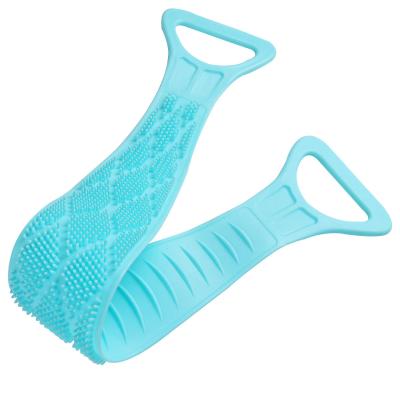 China Long Handle USSE Silicone Bath Towel Scrubber, Exfoliating Back Silicone Bath Body Massager Brush for sale