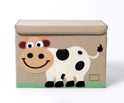 China USSE 2021 New Arrival Sustainable Box Storage Cloth , Foldable Cloth Storage Boxes With Animal Shape Felt Embroidery for sale