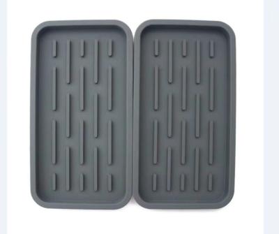 China USSE Sustainable Custom Silicone Kitchen Sink Cart Trays And Silicone Drying Mat Tray for sale