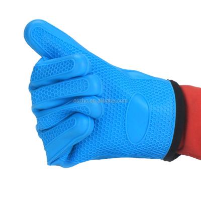 China Custom Higher Heat Resistant Double-Layer Silicone and Cotton Higher Heat Resistant Silicone Gloves for Baking and Grilling for sale