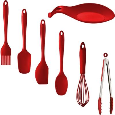 China Sustainable silicone kitchen utensils set (7 pieces) in hygienic solid liner made of one piece silicone for sale