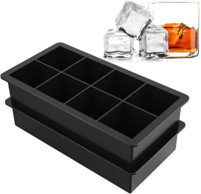 China USSE Large Square Ice Cube Trays Viable Silicone Molds For Whiskey And Cocktails for sale