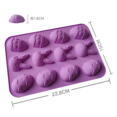 China Viable Wholesale DIY 12 Cavity Easter Egg Bunny Cake Molds, Easter Cake Tool Chocolate Candy Molds for sale