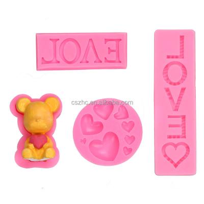 China Viable Silicone Candy Chocolate Molds Wedding Bear Heart Love Mold Fondant Cake Decorating Cupcake Mold For Making Valentine's Day for sale