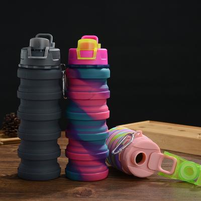 China USSE Viable Logo Eco Friendly Bottle Water Custom Collapsible, Cute Recyclable Colorful Gym Silicone Bulk Water Bottles for sale