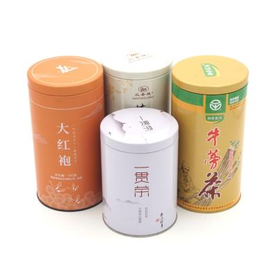 China Custom Food Factory Tea Gift Box Tinplate Cans Metal Packaging Tin Boxes Round Tin Mental Tea Storage Boxes for sale