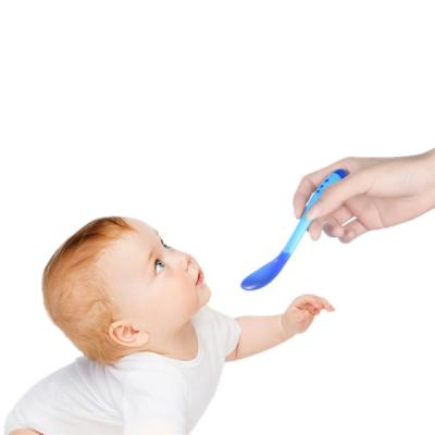 China High Quality Sensitive Color Changing BPA Free Temperature Training Baby Feeding Spoon for sale