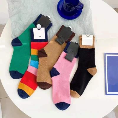 China Custom Breathable Cotton Logo Gg Socks Fashion Brand Designer Luxury Diamond Women G Socks for sale