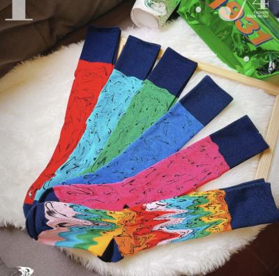 China 2021 fashion rainbow breathable calf thongs high top stack of original standard japanese street hip-hop stockings full letter socks for sale