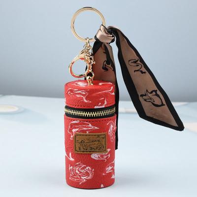 China Designer Personalized Leather Keychain Funny Custom Lanyard Pendant Keychain Design Car Key Ring Lipstick Holder Bag Small Gift for sale