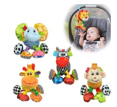 China Hanging Animal Rattle Toy Infant Early Educational Doll Plush Crib Ring Bell Toy Baby Soft Crib Teether Doll PVC 20% for sale