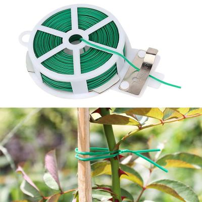 China CLASSIC 20M/30M/50M/100M Plant Twist Tie with Cutter Sturdy Green Coated Wire for Home Office Gardening Reusable Cable with Slicer for sale