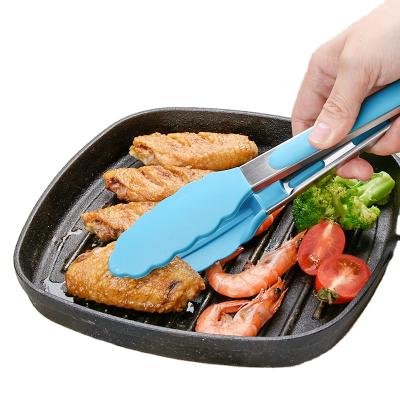 China Heat Resistant Stocked Stainless Steel BBQ Grill Cooking Tongs Salad Food Tongs Hold Ice Silicone Food Tongs for sale