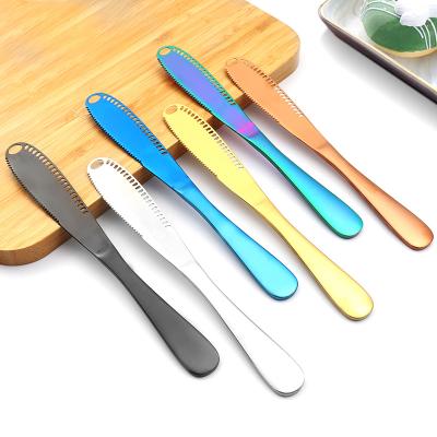 China Sustainable Butter Knife Stainless Steel Cheese Butter Cutter With Hole Multifunctional Cream Bread Jam Knife for sale