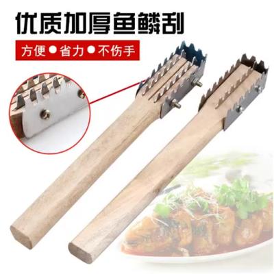 China Viable Fish Peel Brush Fish Scale Wooden Brush Scraping Graters Kitchen Quickly Remove Fish Cleaning Peeler Scaler Scraper for sale