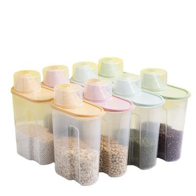 China Rice Storage Tank Cover Kitchen Grain Plastic Airtight Container Sundries Storage Clear Jar Bucket for sale