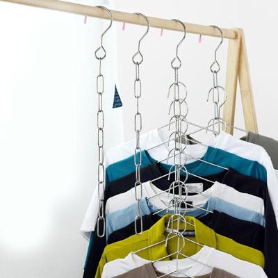 China Sustainable Stainless Steel Clothes Market Store Display Hanging Chain Hooks With Ring Hanger Household Tools for sale