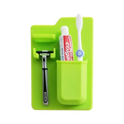 China Creative Stocked Household Items Bathroom Accessories Suction Silicone Dish Toothbrush Holder for sale