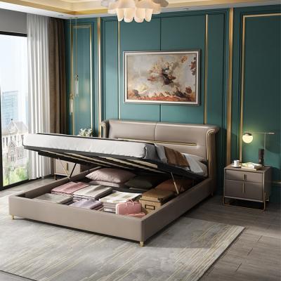 China Storage Bedroom Decorations Bed Luxury Modern Design Queen Size Leather Bed for sale