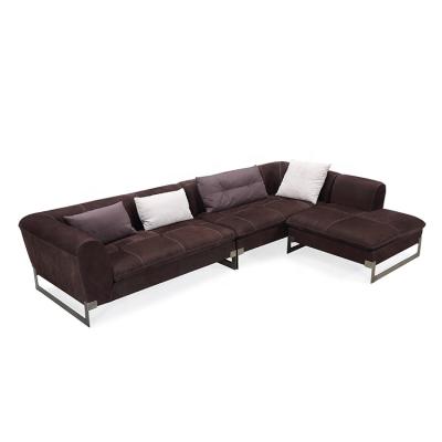 China Good Selling Nordic Brown Color Creative Corner Ergonomic Sectional Sofa for sale