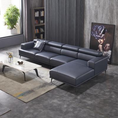 China Foshan latest factory price ergonomic functional sectional genuine leather sofa for sale