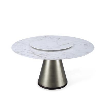 China OEM& ODM available on promotion high quality round white slate revolving dining table for sale