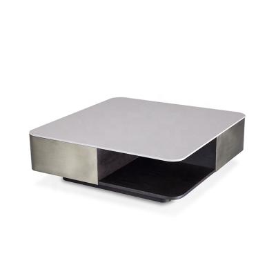 China OEM& ODM Available Living Room Coffee Table Wood Mixed Stainless Steel Tea Table for sale