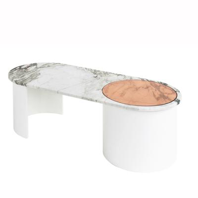 China OEM& ODM factory hot sale marble top ellipse modern living room tea coffee table for sale