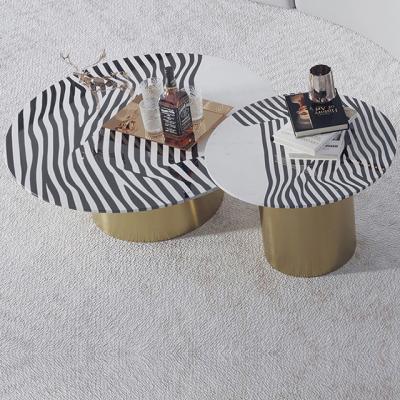 China OEM& ODM Available Luxury Customized Stainless Steel Legs Coffee Table Marble Round for sale