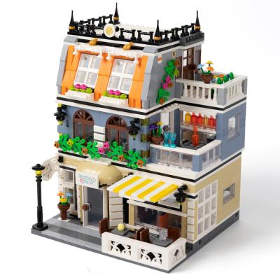 China Street View Building Assembled Model Toy 3D Restaurant City Street View Building Blocks Toys Gifts for sale