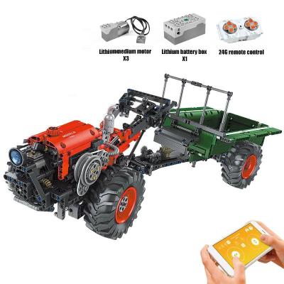 China Construction City Vehicle Building Blocks Bricks MOLD APP KING Tractor Model High-Tech The Motorized Truck Remote Control Building Block Bricks Kids DIY Toys Christmas Gifts for sale