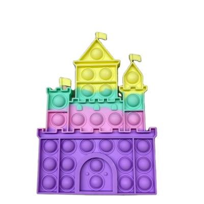 China Eco-friendly material baby early education soft silicone castle shape bubble chessboard mouse teethers creative toys for sale